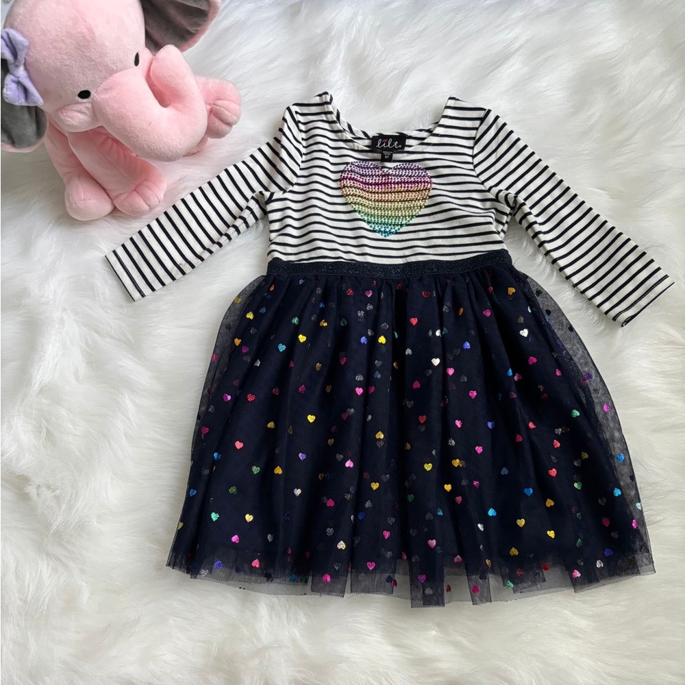 Lilt Striped Top with Multicolor Gem Heart